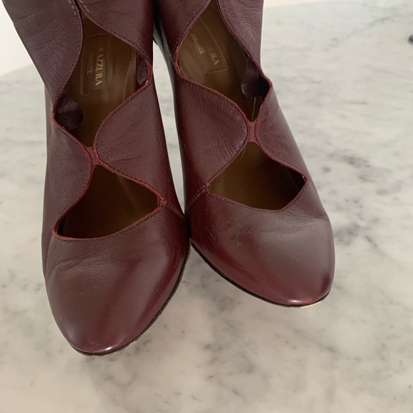 Deep Cherry Red leather AQUAZZURA ankle booties 7.5 - Picture 5 of 7